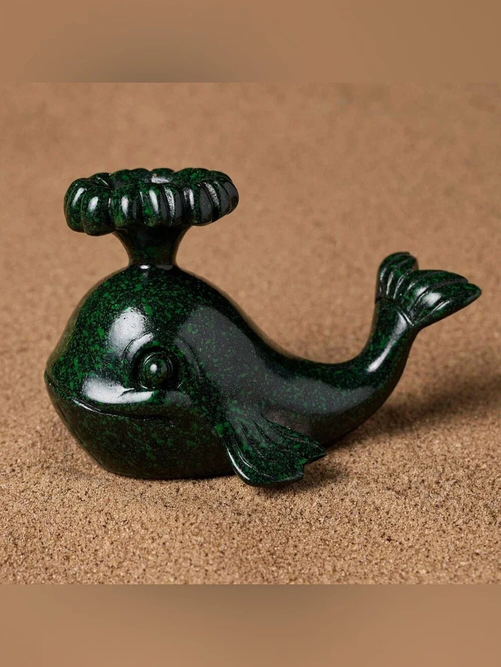 Whale Crystal Sphere Holder Stand, Green Resin Ocean Gemstone Display Pedestal